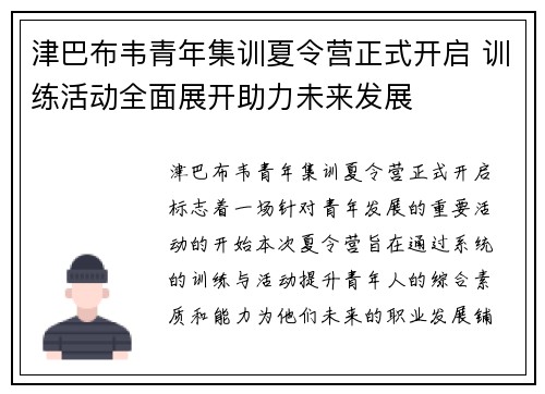 津巴布韦青年集训夏令营正式开启 训练活动全面展开助力未来发展